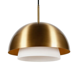 Hudson & Canal Octavia 15.75 in. I Light Pendant with White Frosted Glass - Brass, , hires