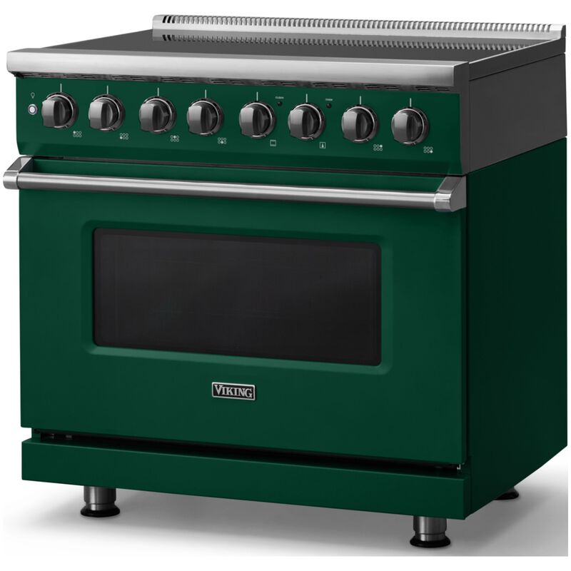 Viking 5 Series 36 in. 5.6 cu. ft. True European Convection Electric Range with 6 Induction Burners - Ivy Green, , hires