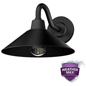 Hunter Skyflow Rustic Modern Metal Cone Outdoor Small Wall Light- Matte Black, , hires