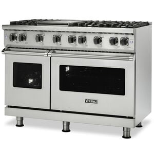 Viking 5 Series 48 in. 6.1 cu. ft. Standard Convection Double Oven Gas Range with 8 Sealed Burners - Stainless Steel, , hires