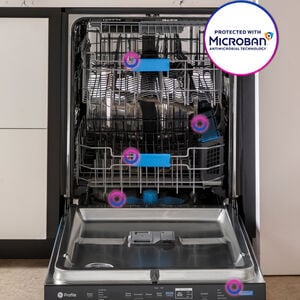 GE Profile 24 in. Top Control Smart Dishwasher with 42 dBa Sound Level, 3rd-Rack & Twin Turbo Dry Boost - Fingerprint Resistant Stainless, , hires