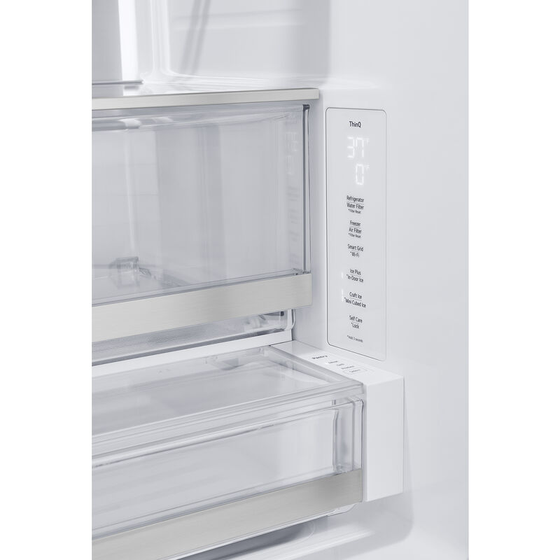 LG 36 in. 25.5 cu. ft. Smart Counter Depth French Door Refrigerator with External Ice & Water Dispenser, 4 types of Ice and Pocket Doors - PrintProof Stainless Steel, PrintProof Stainless Steel, hires