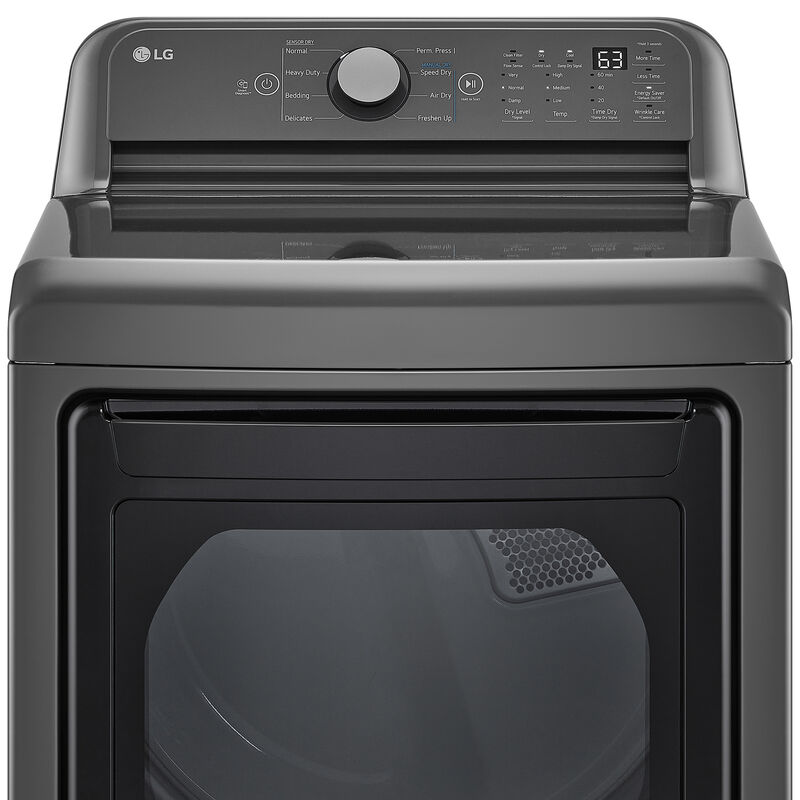 LG 27 in. 7.3 cu. ft. Electric Dryer with Flow Sense Duct Clogging Indicator, LoDecibel Quiet Operation & Sensor Dry - Middle Black, Black, hires