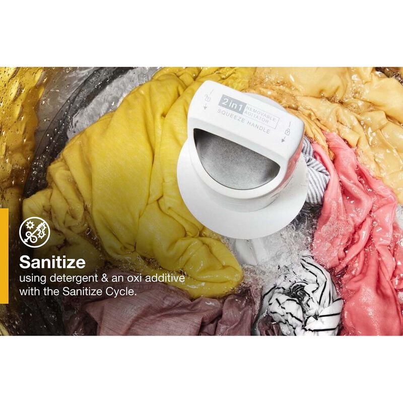 Whirlpool 27 in. 5.3 cu. ft. Smart Top Load Washer with 2-in-1 Removable Agitator & Sanitize with Oxi - White, White, hires