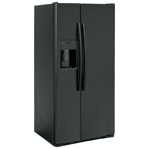 GE 33 in. 23.0 cu. ft. Energy Star Side-by-Side Refrigerator with External Ice & Water Dispenser - Black, Black, hires