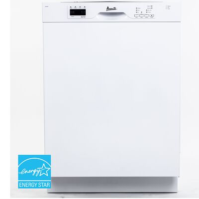 Avanti 24 in. ADA Compliant Front Control Dishwasher with 57 dBa Sound Level & Pocket Handle - White | DWF24V0W