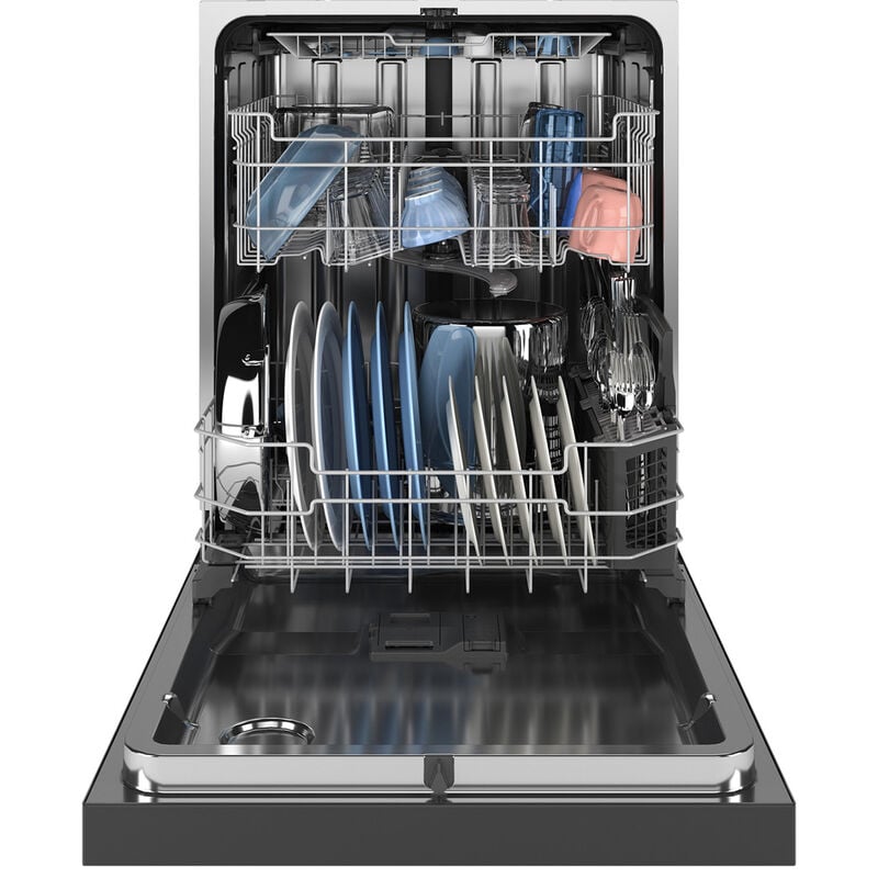 GE 24 in. Front Control Flush-Mount Dishwasher with 47 dBa Sound Level, 3rd-Rack, Dry Boost & Pocket Handle - Fingerprint Resistant Stainless, Fingerprint Resistant Stainless, hires