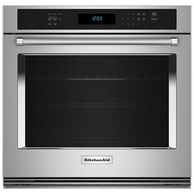 KitchenAid 27 in. 4.3 cu. ft. Electric Smart Wall Oven with True European Convection & Self Clean - Stainless Steel | KOES527PSS