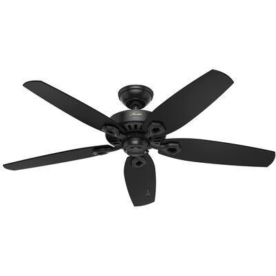 Hunter 52 inch Builder Damp Rated Ceiling Fan and Pull Chain - Matte Black | 53294