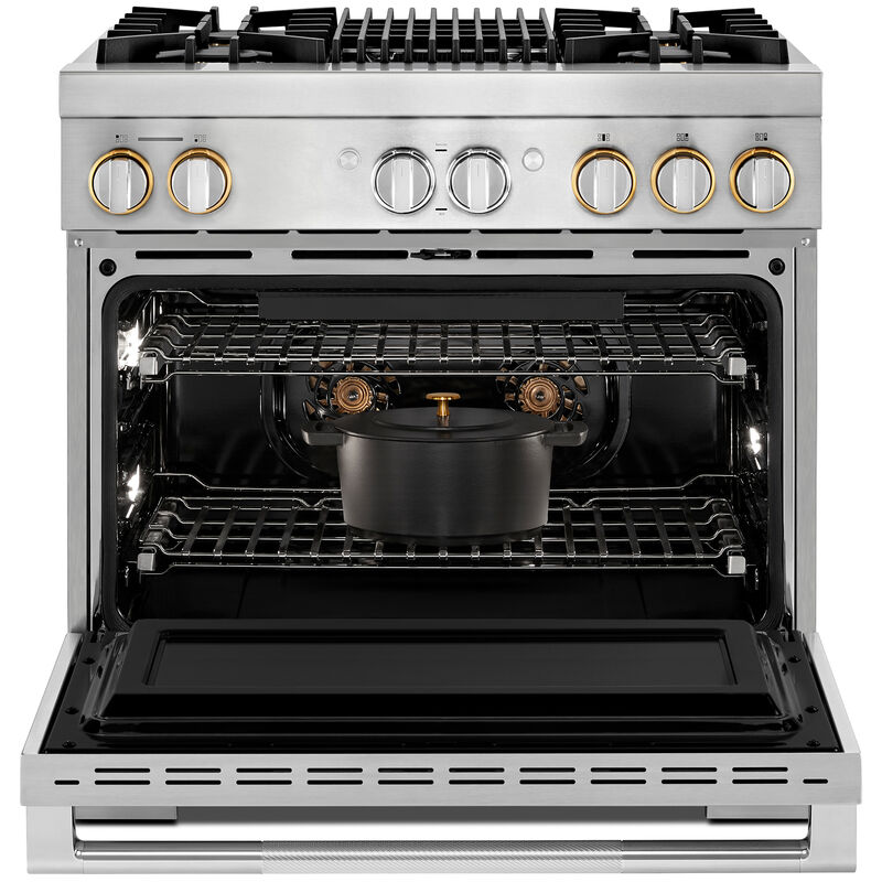 JennAir Rise Series 36 in. 5.1 cu. ft. Smart True European Convection Dual Fuel Range with 4 Sealed Burners & Grill - Stainless Steel, , hires