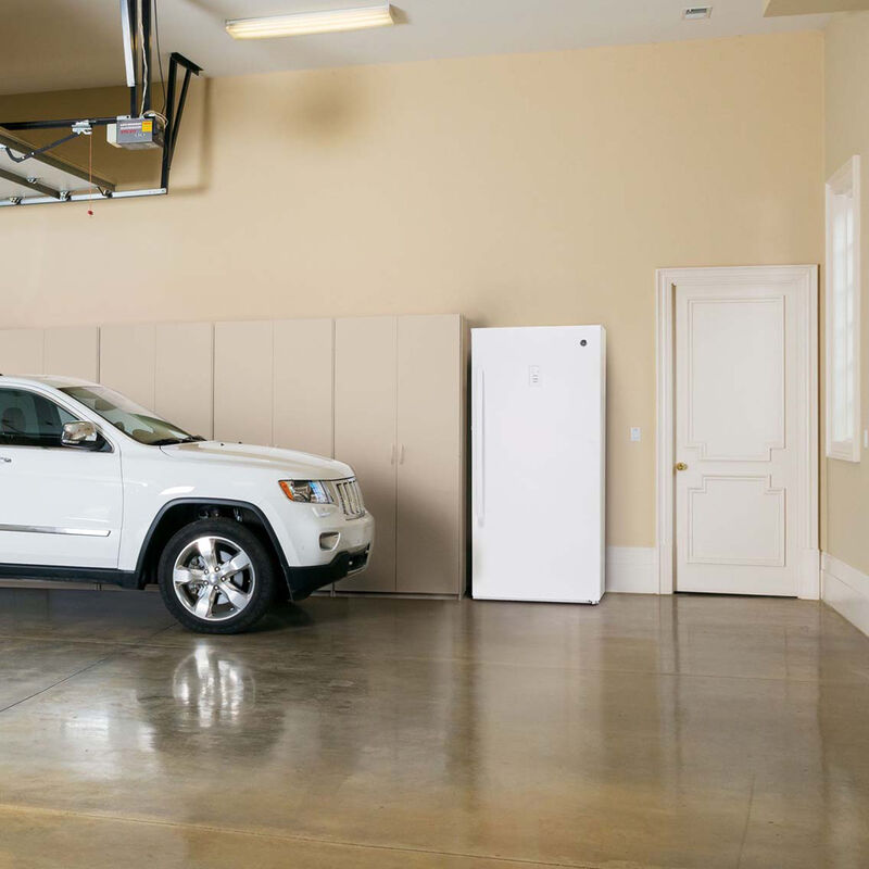 GE 28 in. 14.1 cu. ft. Garage-Ready Upright Freezer with Adjustable Shelves - White, , hires