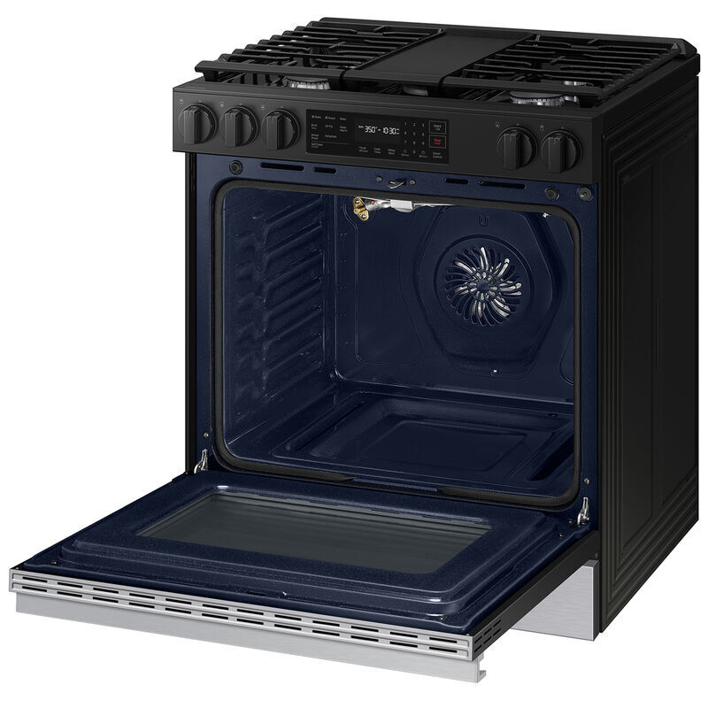 Samsung Bespoke 30 in. 6 cu. ft. Smart Air Fry Standard Convection Slide-In Gas Range with 5 Sealed Burners & Griddle - Stainless Steel, Stainless Steel, hires