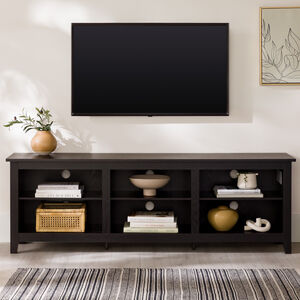 Walker Edison Essential 70 in. Rustic Wood TV Stand - Black, , hires