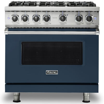 Viking 5 Series 36 in. 5.1 cu. ft. Convection Oven Freestanding Gas Range with 6 Sealed Burners - Slate Blue | VGR5366BSB