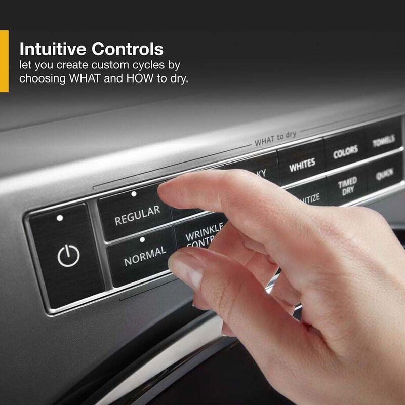 Whirlpool 27 in. 7.4 cu. ft. Stackable Gas Dryer with Sensor Dry, Stainless Steel Dryer Drum, Sanitize & Steam Cycle - Chrome Shadow, , hires