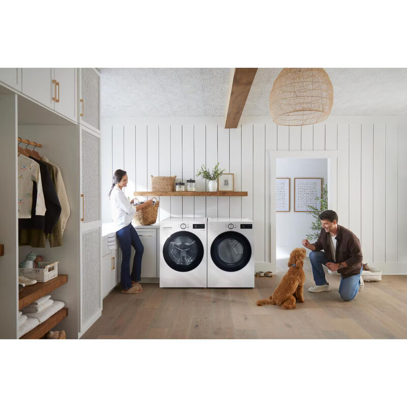 LG 27 in. 7.4 cu. ft. Smart Stackable Electric Dryer with AI Sensor Dry, TurboSteam, Sanitize & Steam Cycle - Alpine White, , hires
