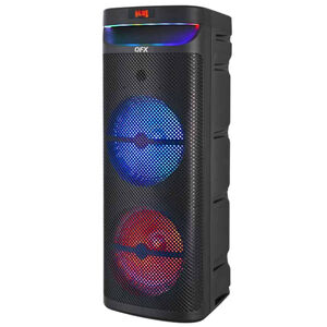 QFX Dual Woofers Bluetooth Rechargeable Speaker with LED Party Lights - Black, , hires