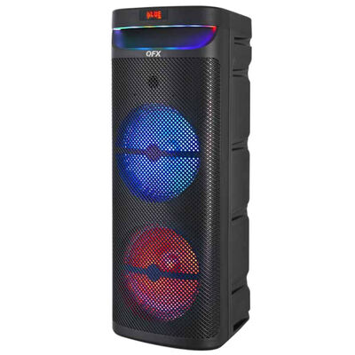 QFX Dual Woofers Bluetooth Rechargeable Speaker with LED Party Lights - Black | PBX-1020