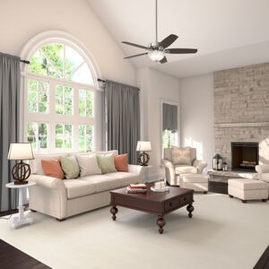 Hunter Builder 52 in. Ceiling Fan with LED Light Kit and Pull Chain - Brushed Nickel, Brushed Nickel, hires