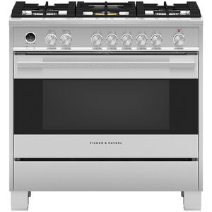 Fisher & Paykel Series 7 36 in. 4.9 cu. ft. Standard Convection Gas Range with 5 Sealed Burners - Stainless Steel, , hires