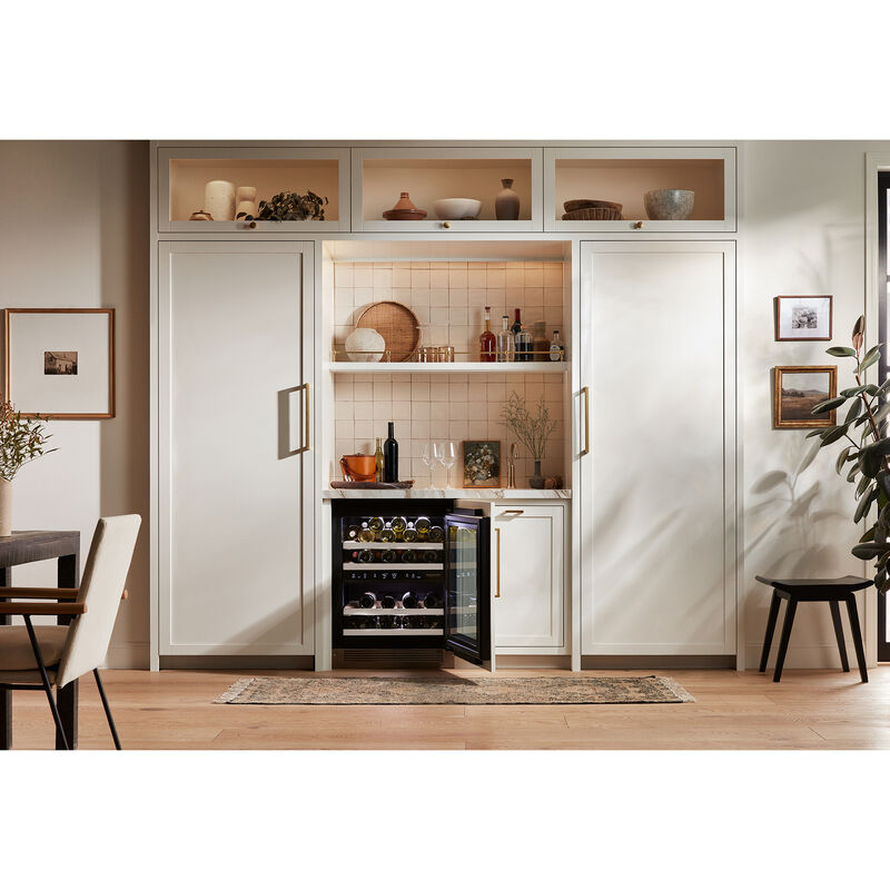 SKS 24 in. Undercounter Smart Wine Cooler with Metal & Wood Racks, Dual Temperature Zones & 41 Bottle Capacity - Custom Panel Ready, , hires