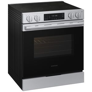 Samsung Bespoke 30 in. 6.3 cu. ft. Smart Air-Fry Standard Convection Slide-In Electric Range with Radiant Burners - Stainless Steel, , hires