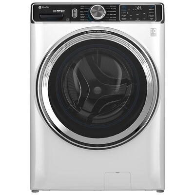 GE Profile 28 in. 5.3 cu. ft. Smart Stackable Front Load Energy Star Washer with UltraFresh Vent System+, Sanitize & Steam Cycle - White | PFW870SSVWW