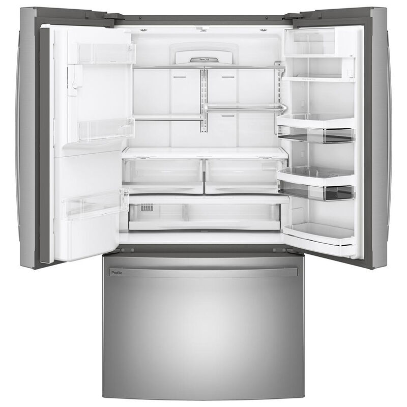 GE Profile 36 in. Built-In 22.1 cu. ft. Counter Depth French Door Refrigerator with External Ice & Water Dispenser - Stainless Steel, Stainless Steel, hires