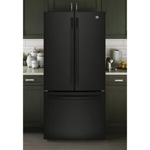 GE 33 in. 18.6 cu. ft. Counter Depth French Door Refrigerator with Internal Water Dispenser - Black, Black, hires