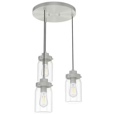 Hunter Devon Park 4.5 in. 3-Light Round Cluster Ceiling Light with Clear Glass - Brushed Nickel | 19158