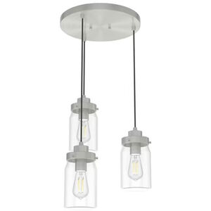 Hunter Devon Park 4.5 in. 3-Light Round Cluster Ceiling Light with Clear Glass - Brushed Nickel, , hires