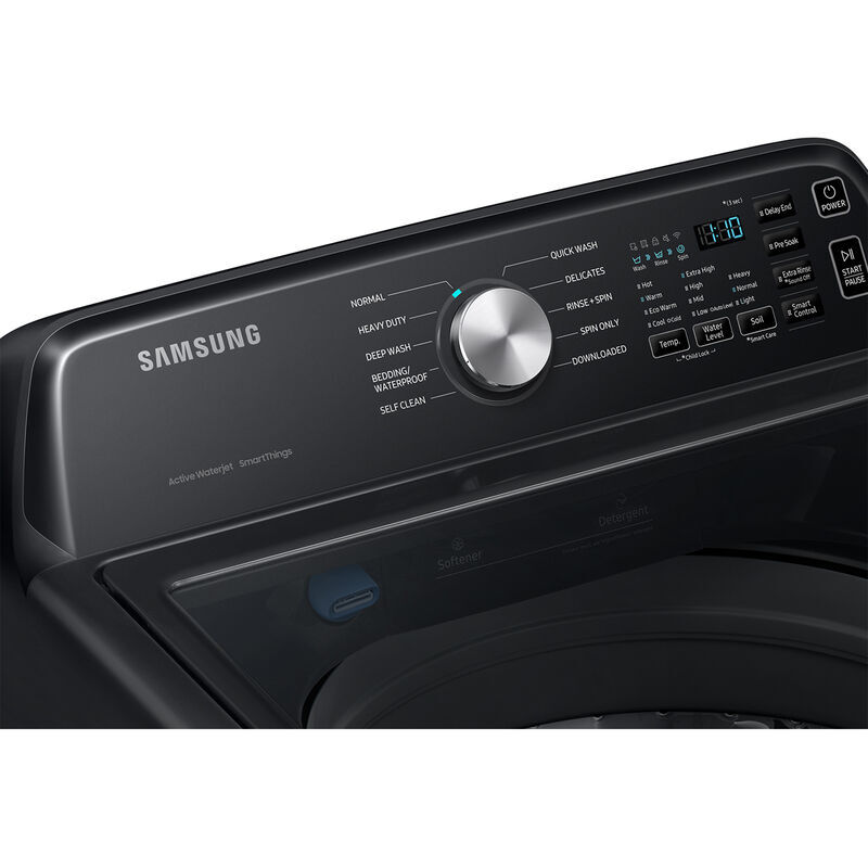 Samsung 27 in. 4.6 cu. ft. Smart Top Load Washer with ActiveWave Agitator & Active WaterJet - Brushed Black, Brushed Black, hires