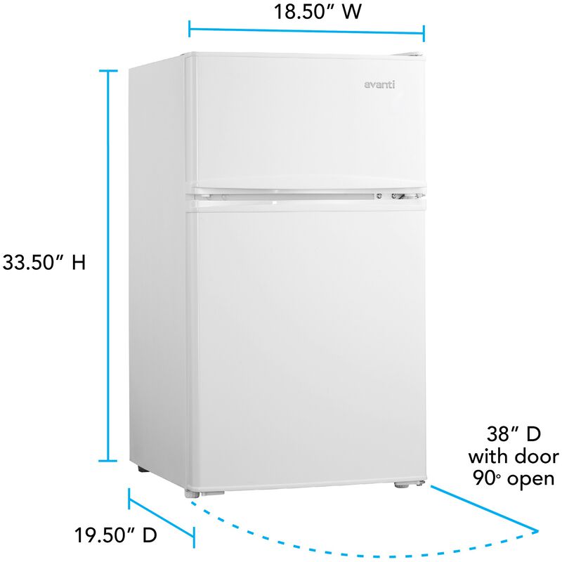Avanti 19 in. 3.1 cu. ft. Mini Fridge with Top Freezer - White, White, hires