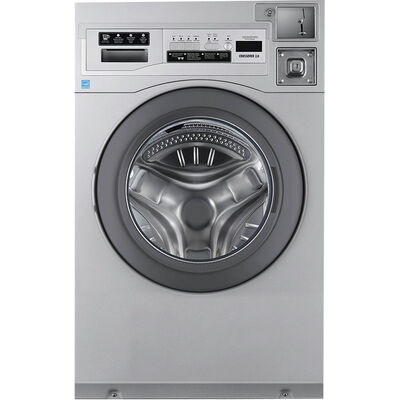 Crossover Encore Commercial Laundry 27 in. 3.5 cu. ft. Front Load Washer with Coin Operation & OPL/Card Ready - Stainless Steel | WHLFP817M