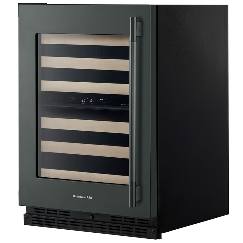 KitchenAid 24 in. Undercounter Left Hinged Wine Cooler with Wood Racks, Dual Temperature Zone(s) & 46-Bottle Capacity - Juniper, , hires