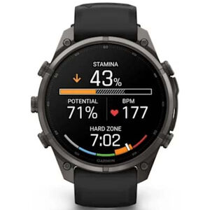 Garmin fenix 9 Pro 47 mm, AMOLED Smart Watch - Carbon Gray DLC Titanium with Black/Pebble Gray Silicone Band, , hires
