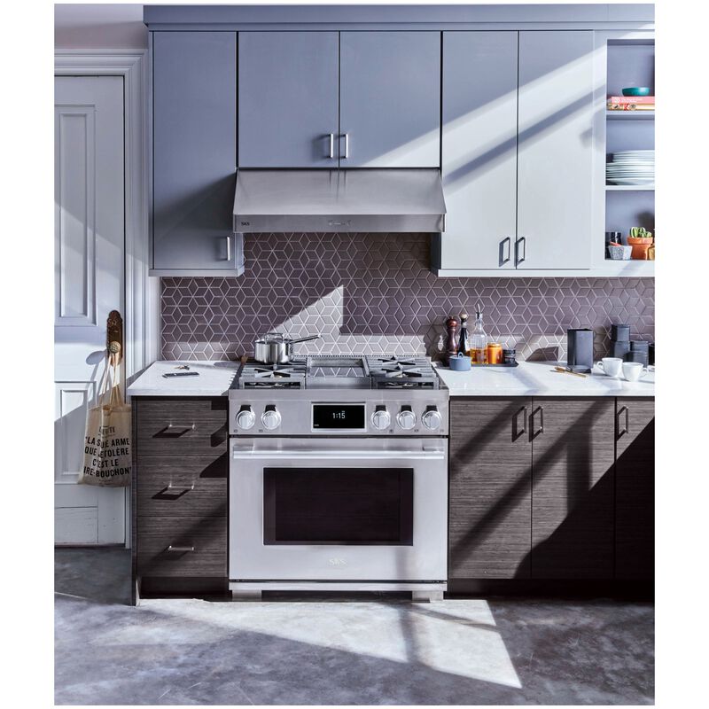 SKS 36 in. 6.3 cu. ft. Smart Standard Convection Steam Dual Fuel Range with 4 Sealed Burners & Griddle - Stainless Steel, , hires