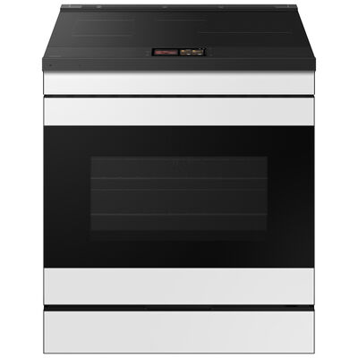 Samsung Bespoke 30 in. 6.3 cu. ft. Smart Air Fry True European Convection Slide-In Electric Range with 4 Induction Burners - White Glass | NSI6DB990012
