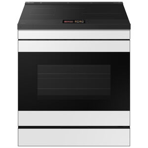 Samsung Bespoke 30 in. 6.3 cu. ft. Smart Air Fry Convection Oven Slide-In Electric Range with 4 Induction Zones - White Glass, , hires