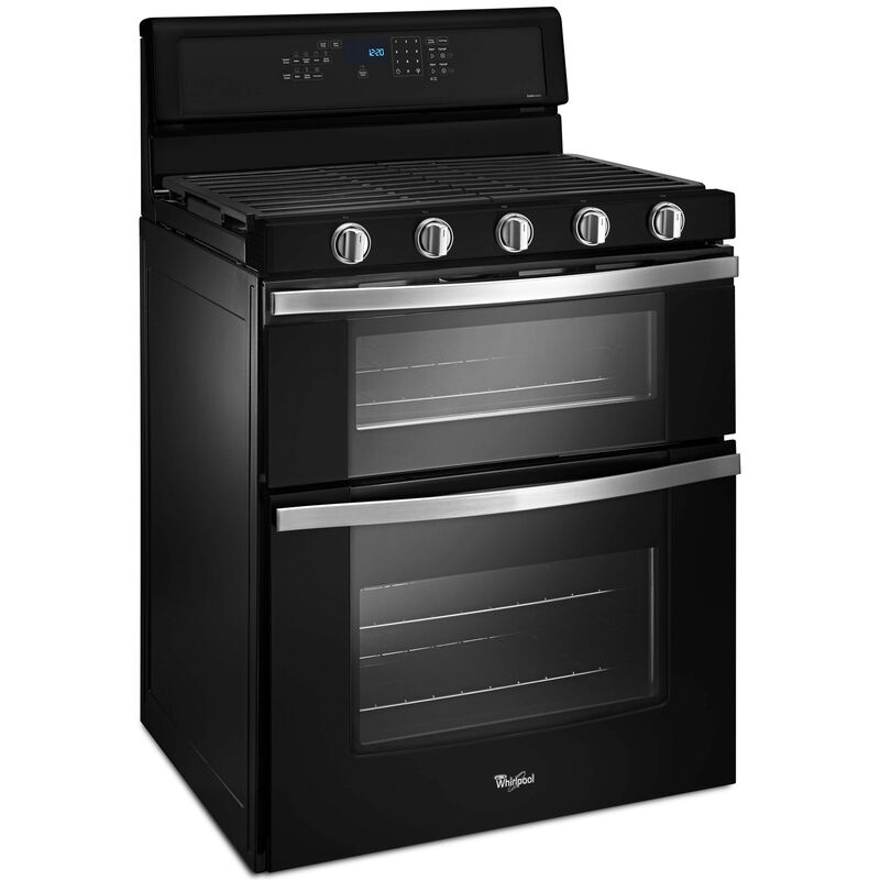 Whirlpool 30 in. 6 cu. ft. True European Convection Double Oven Gas Range with 5 Sealed Burners - Black Ice, , hires