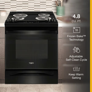 Whirlpool 30 in. 4.8 cu. ft. Electric Range with Coil Burners - Black, Black, hires