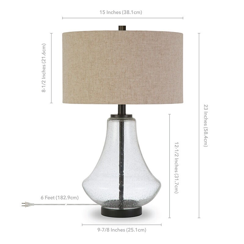 Hudson & Canal Lagos Table Lamp- Seeded Glass with Flax Shade, , hires