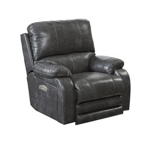 Catnapper Thornton Power Lay Flat Recliner with Power Headrest - Steel, Steel, hires