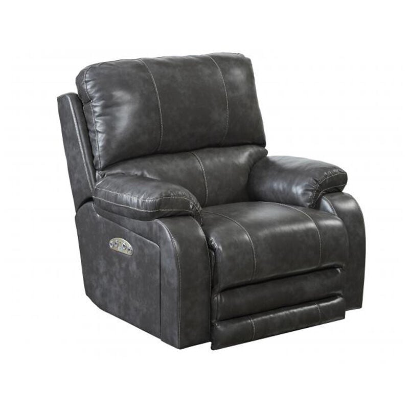 Catnapper Thornton Power Lay Flat Recliner with Power Headrest - Steel, Steel, hires