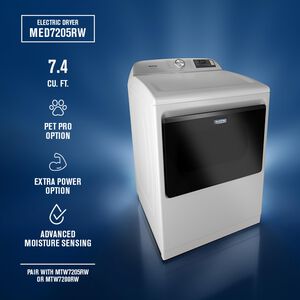 Maytag Pet Pro 27 in. 7.4 cu. ft. Smart Electric Dryer with Sensor Dry, Sanitize & Steam Cycle - White, White, hires