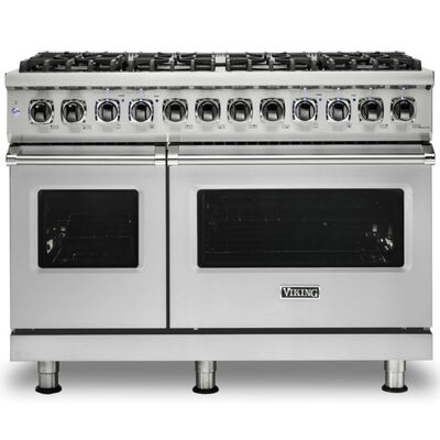 Viking 5 Series 48 in. 7.3 cu. ft. Convection Double Oven Freestanding LP Dual Fuel Range with 8 Sealed Burners - Stainless Steel | VDR5488BSSLP