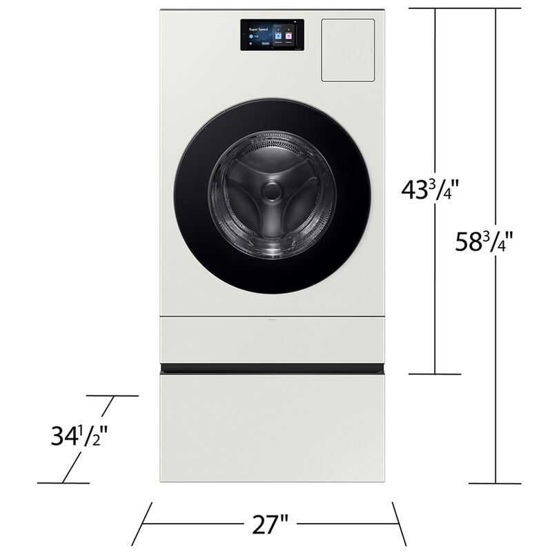 Samsung Bespoke AI Laundry Combo Pedestal with Storage Drawer - Ivory, Ivory, hires