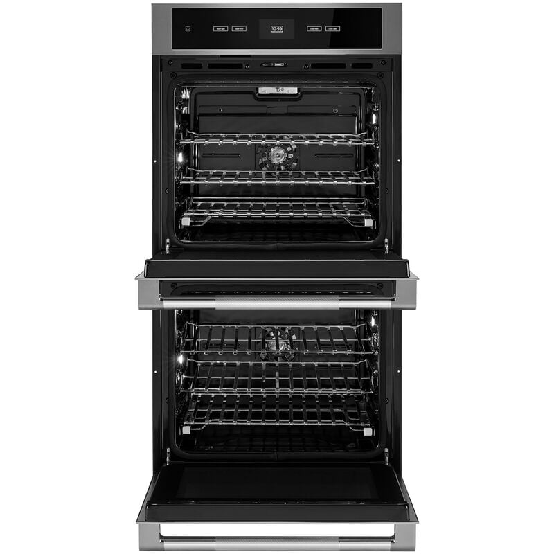JennAir Rise 27 in. 8.6 cu. ft. Front Control Electric Double Wall Oven with Standard Convection - Stainless Steel, , hires