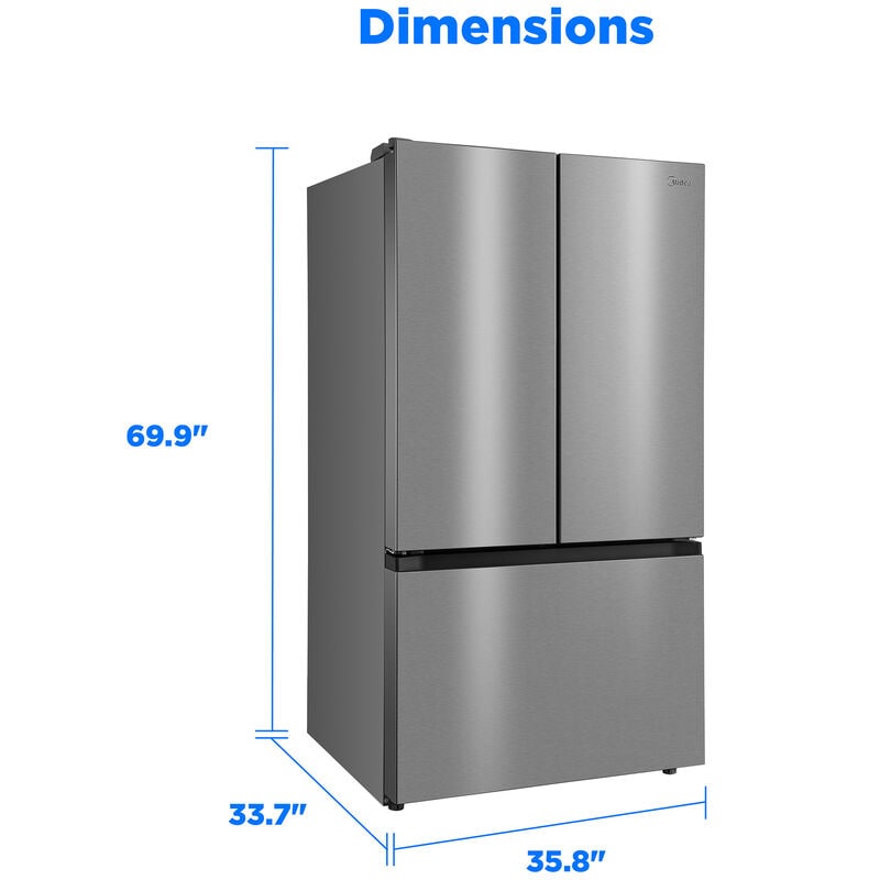 Midea 36 in. 31.7 cu. ft. Smart French Door Refrigerator with Internal Water AutoFill Pitcher - Stainless Steel, , hires