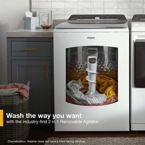 Whirlpool 27 in. 5.3 cu. ft. Smart Top Load Washer with 2-in-1 Removable Agitator & Sanitize with Oxi - White, White, hires